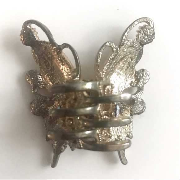 Gold-Toned Butterfly Hair Clip with Line Stones - Picture 4 of 5